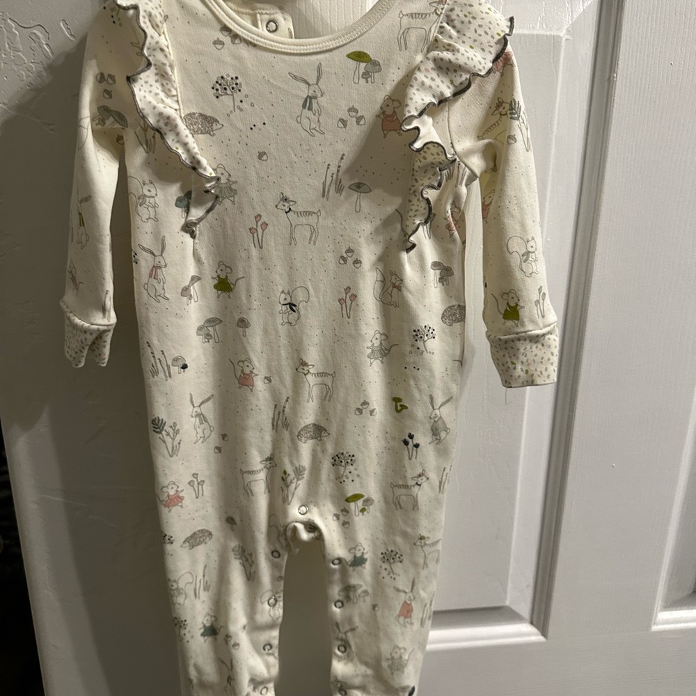 Charming Cream Bodysuit with Whimsical Print